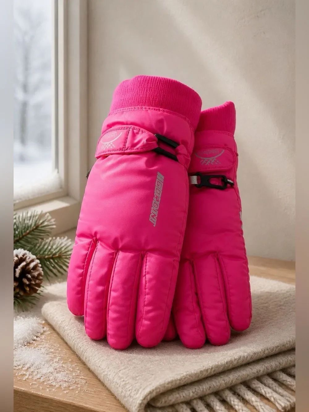 VINTAGEβHOT PINK THERMOLITE LADIES SKI GLOVES BY GORDINE SIZEβMEDIUM
